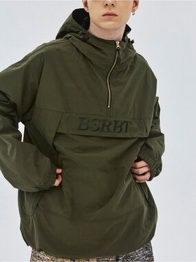 BSRABBIT Bsrbt Outlander Hooded Anorak Jacket Khaki Olive Green Jacket XXL